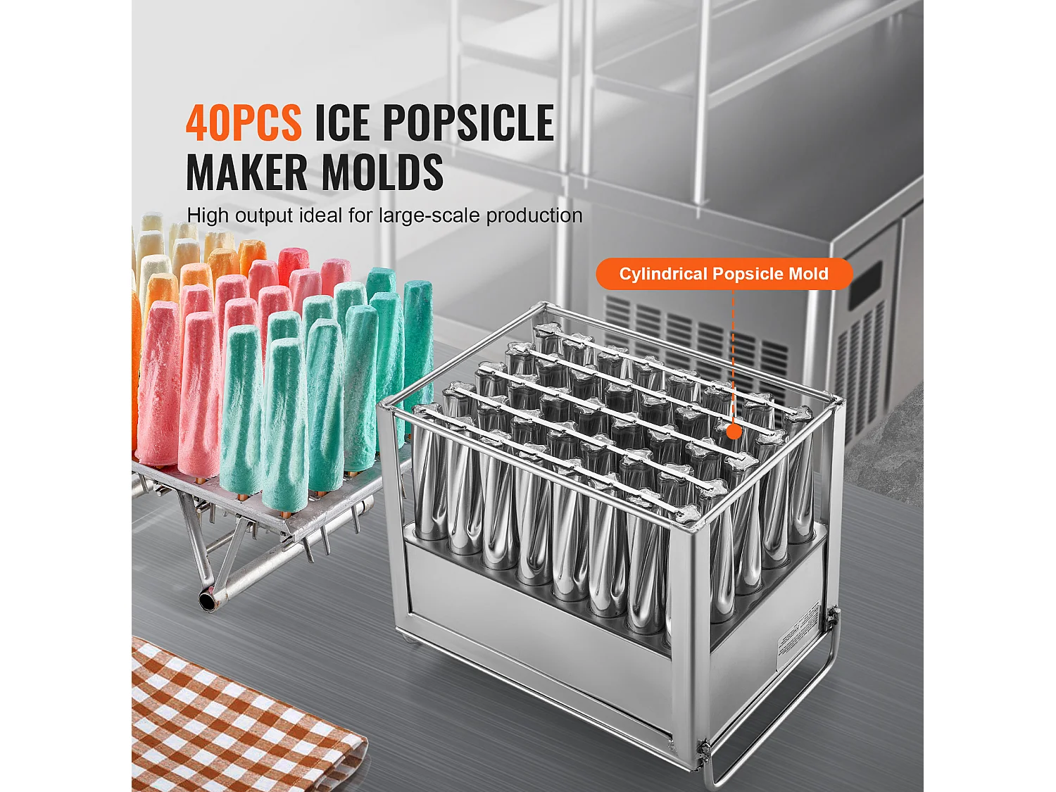 Stampini per Ghiaccio SucceBuy Lotto di 40 Cilindrici in Acciaio Inossidabile - Perfetti per una Produzione di Ghiaccio Efficace e Igienica