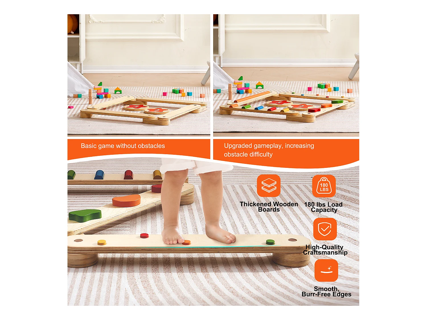 Poutre d'Équilibre, SucceBuy Lot de 6 Poutres d'Équilibre pour Enfants, Planches d'Équilibre pour Obstacles de Gymnastique