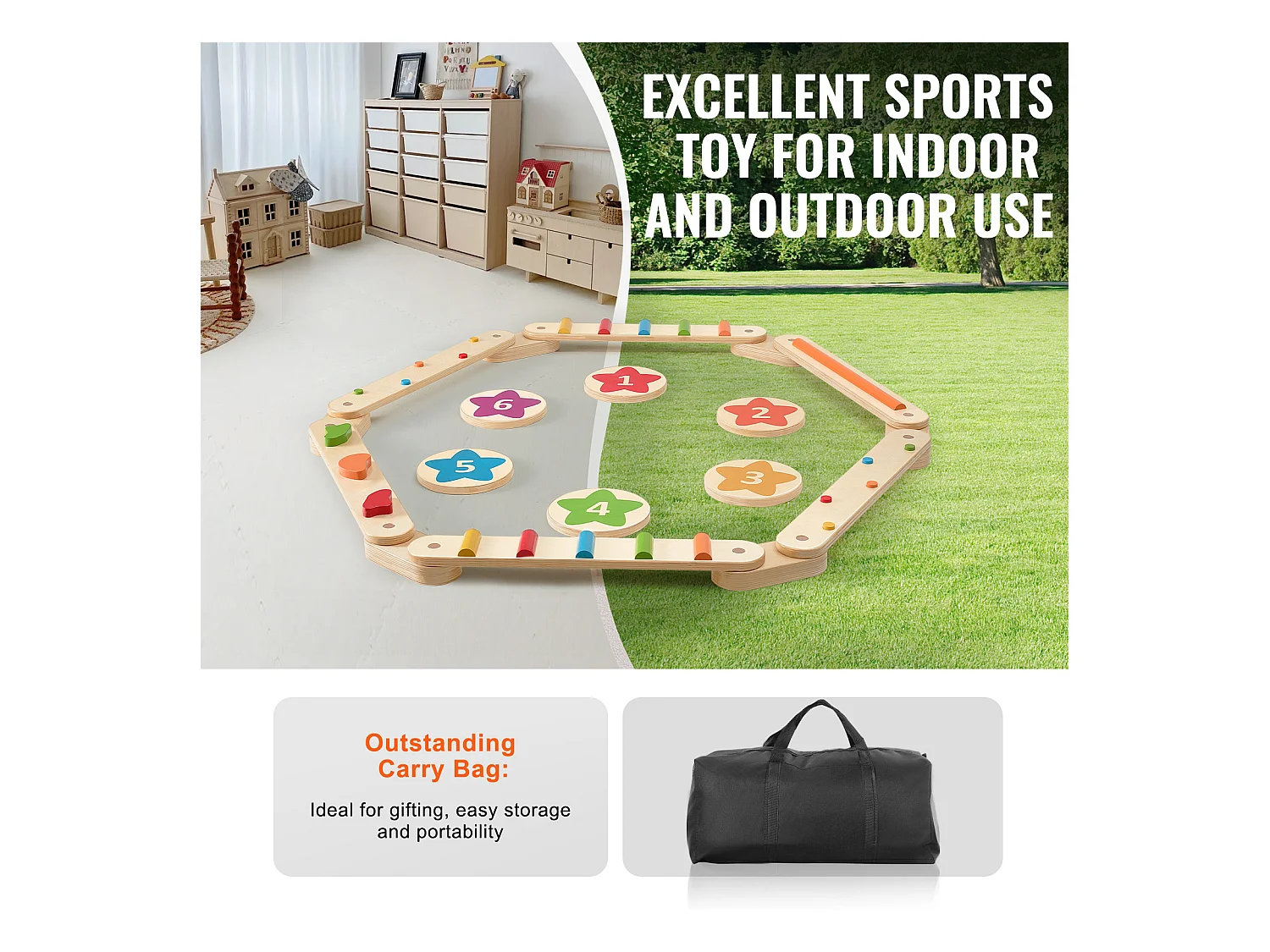 Poutre d'Équilibre, SucceBuy Lot de 6 Poutres d'Équilibre pour Enfants, Planches d'Équilibre pour Obstacles de Gymnastique