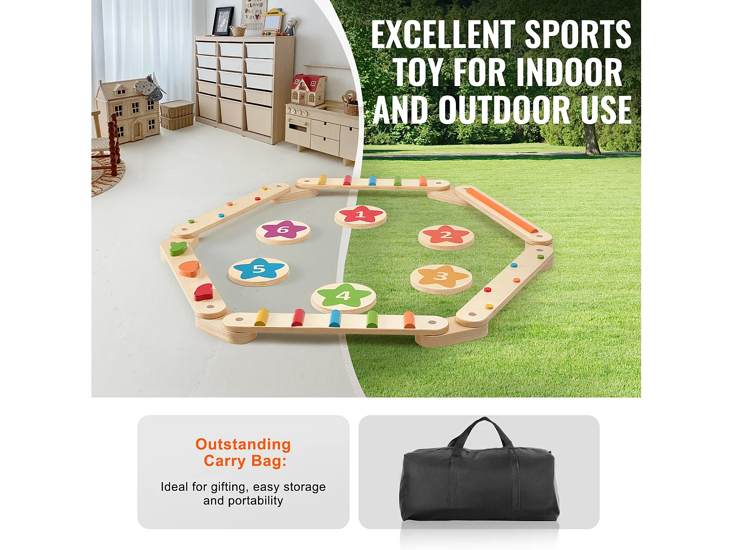 Evenwichtsbalk, SucceBuy 6-Pack Evenwichtsbalken voor Kinderen, Gymnastiek-Obstakel-Balansborden