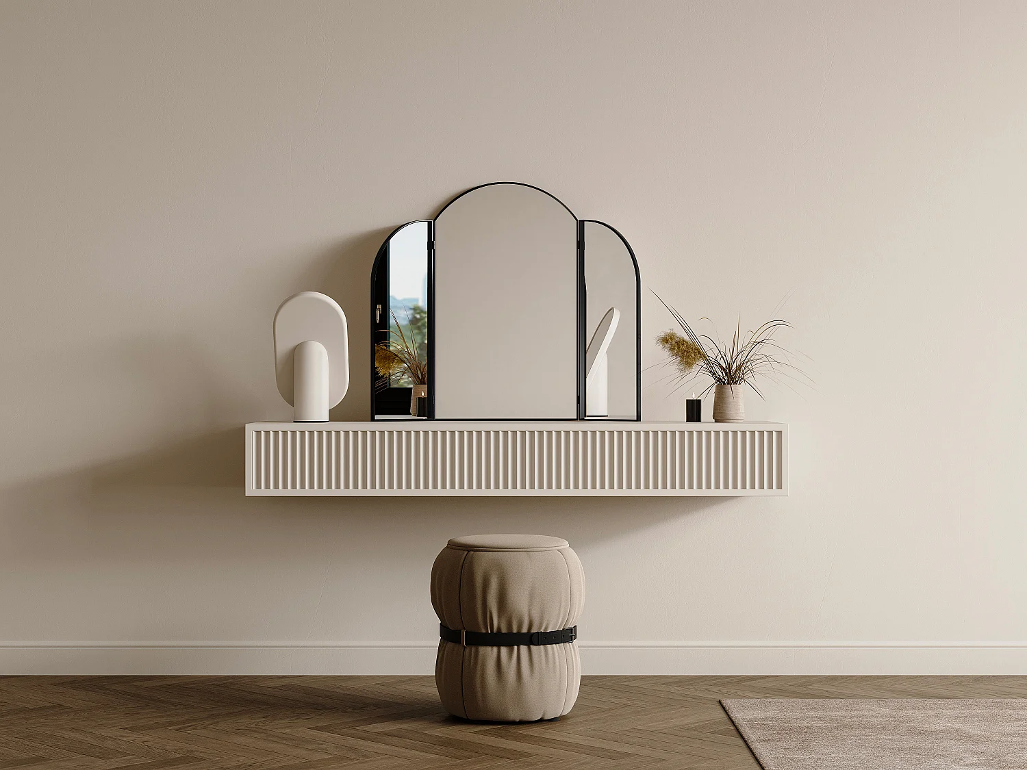 Miroir de barbier en métal noir - L. 85 x H. 70.5 cm - Noir - QIANA