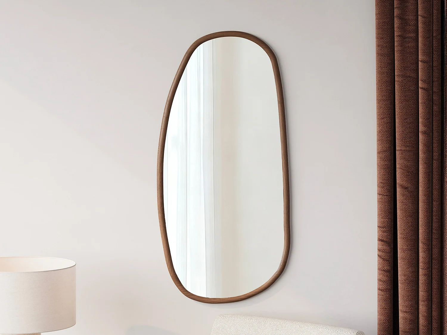 Miroir organique en bois d'hévea - L. 58 x H. 130 cm - MEIXI