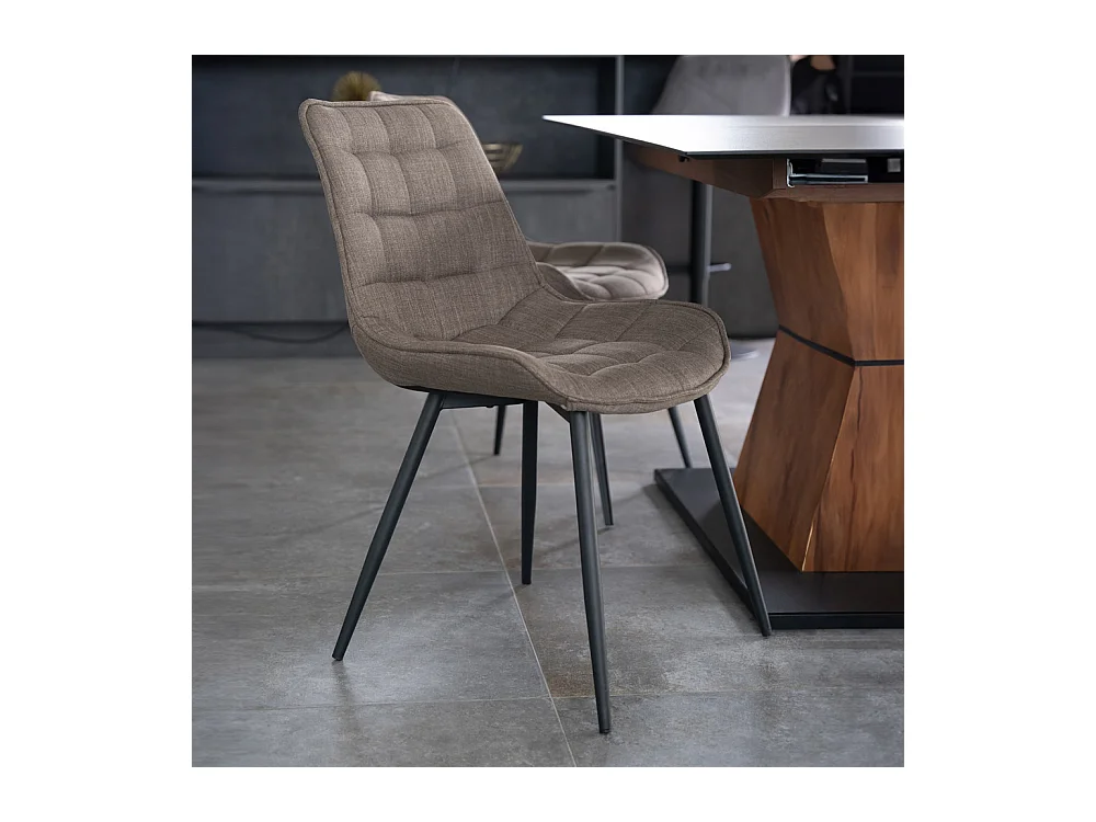 Home Deluxe Chaise rembourrée IKALO gris/marron Quantité : 4