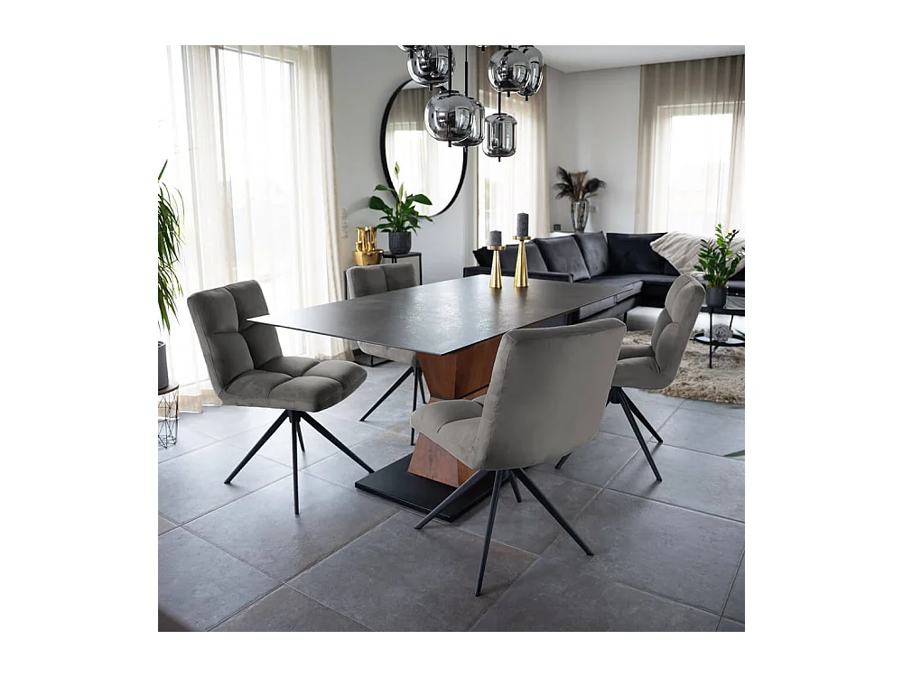 Home Deluxe Chaise de salle à manger NODA Gris clair Quantité : 4