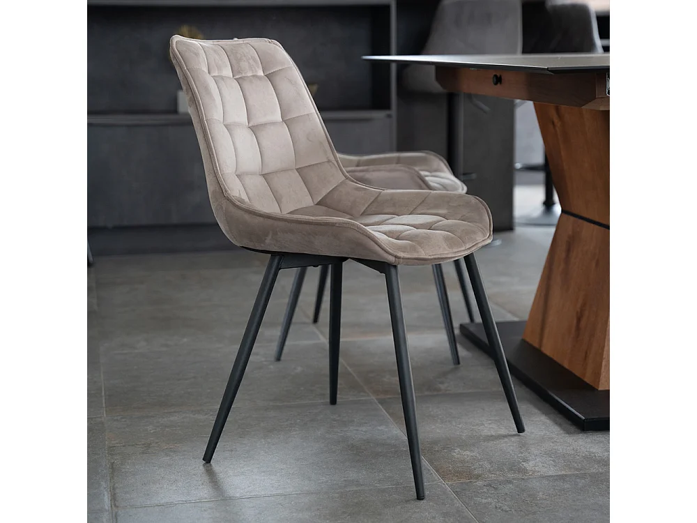 Home Deluxe Chaise de salle à manger IKALO velours marron clair Quantité : 2