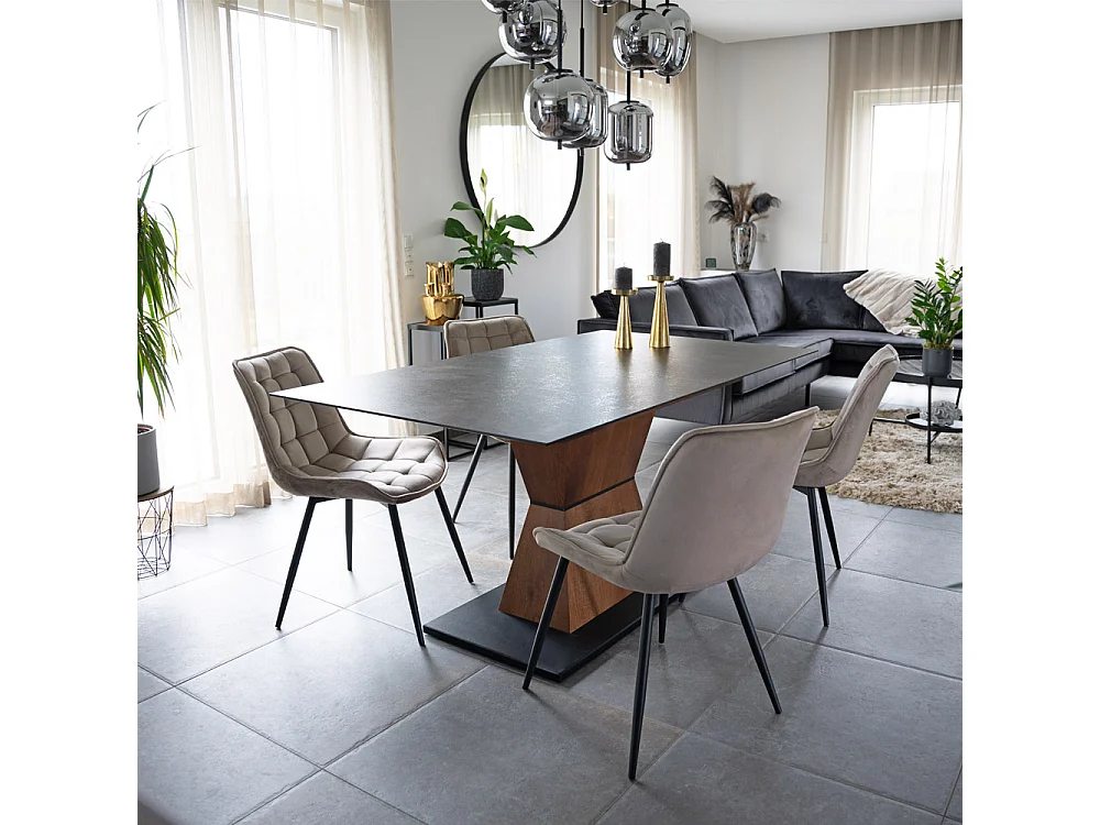 Home Deluxe Chaise de salle à manger IKALO velours marron clair Quantité : 2