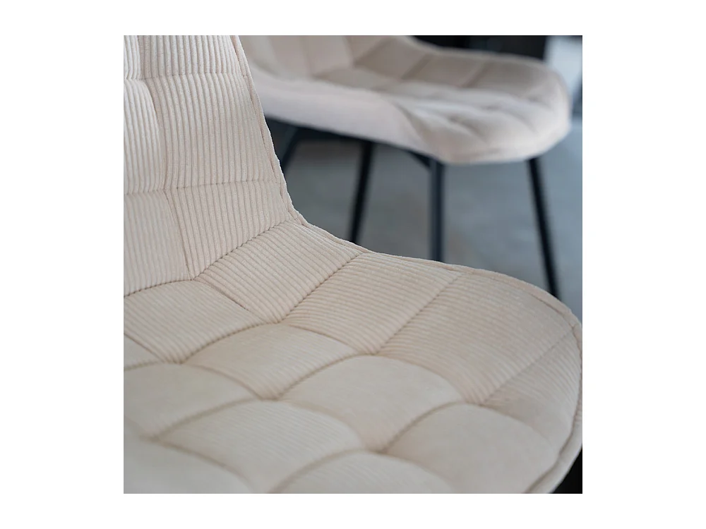 Home Deluxe Chaise rembourrée IKALO Cord Creme Quantité : 6