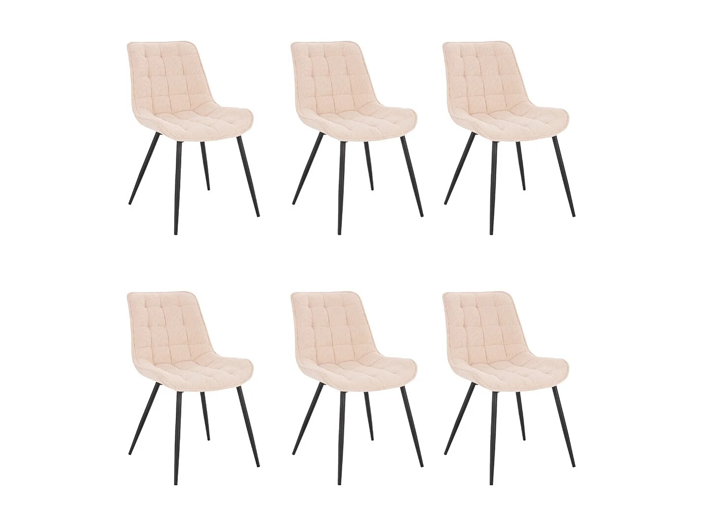 Home Deluxe Chaise rembourrée IKALO Cord Creme Quantité : 6