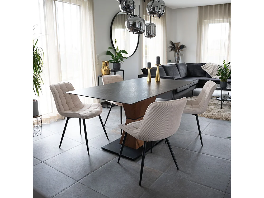 Home Deluxe Chaise rembourrée IKALO Cord Creme Quantité : 6