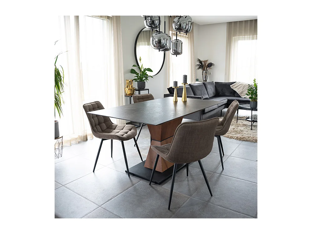 Home Deluxe Chaise de salle à manger IKALO Gris/Brun Quantité : 2