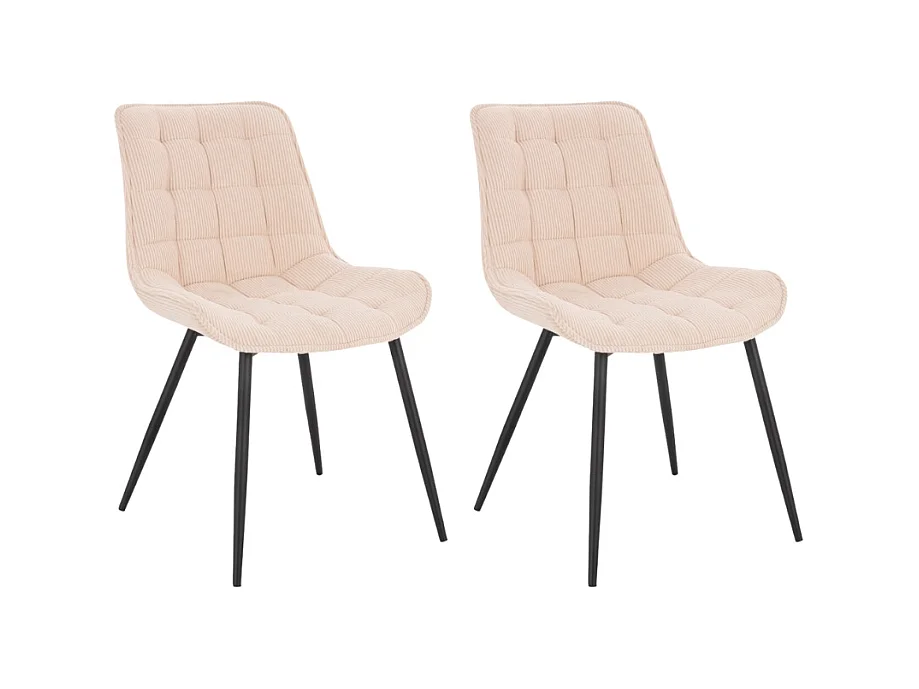 Home Deluxe Chaise de salle à manger IKALO Cord Creme Quantité : 2