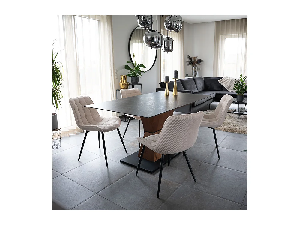 Home Deluxe Chaise de salle à manger IKALO Cord Creme Quantité : 2