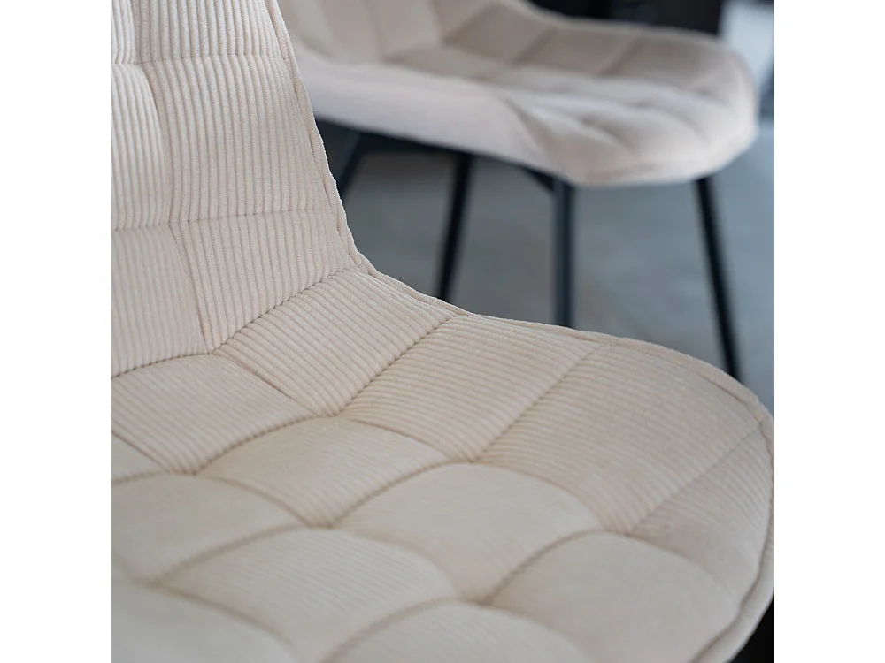 Home Deluxe Chaise de salle à manger IKALO Cord Creme Quantité : 2