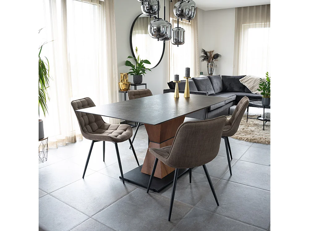 Home Deluxe Chaise rembourrée IKALO gris/marron Quantité : 6