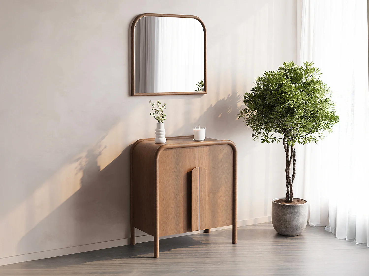 Miroir en bois d'hévéa - L. 75 x H. 80 cm - Naturel - SANYA