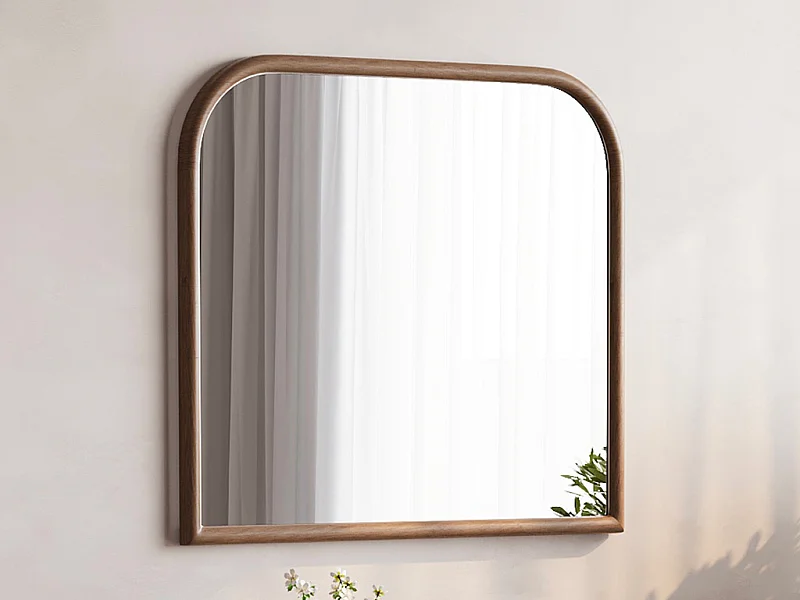 Miroir en bois d'hévéa - L. 75 x H. 80 cm - Naturel - SANYA