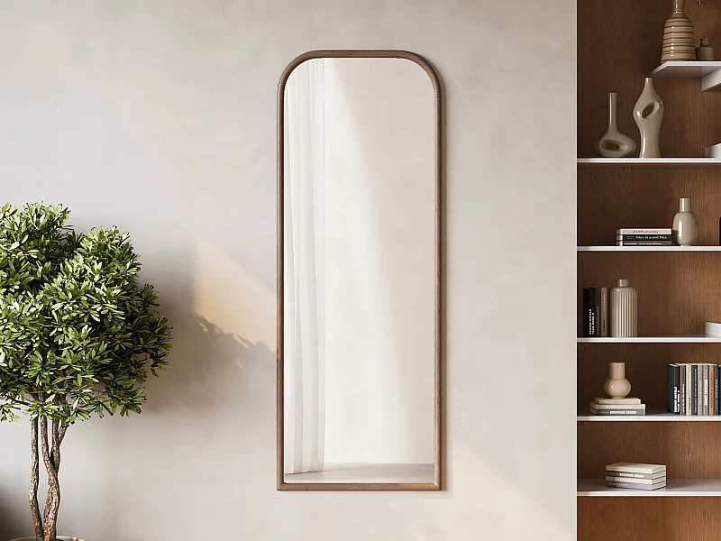 Grand miroir en bois d'hévéa - L. 60 x H. 160 cm - Naturel - SANYA