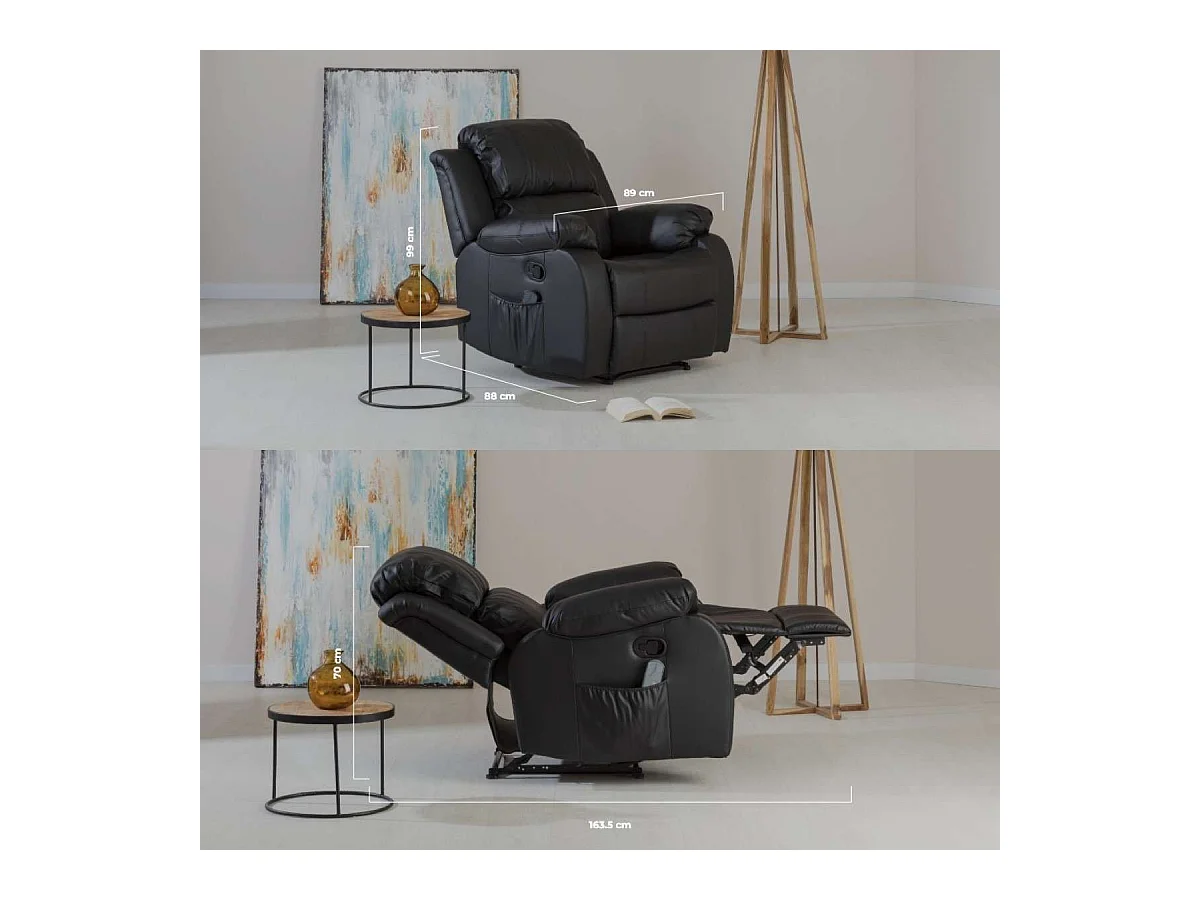 Sillón Relax Levantapersonas  Trevi Negro - Nalui