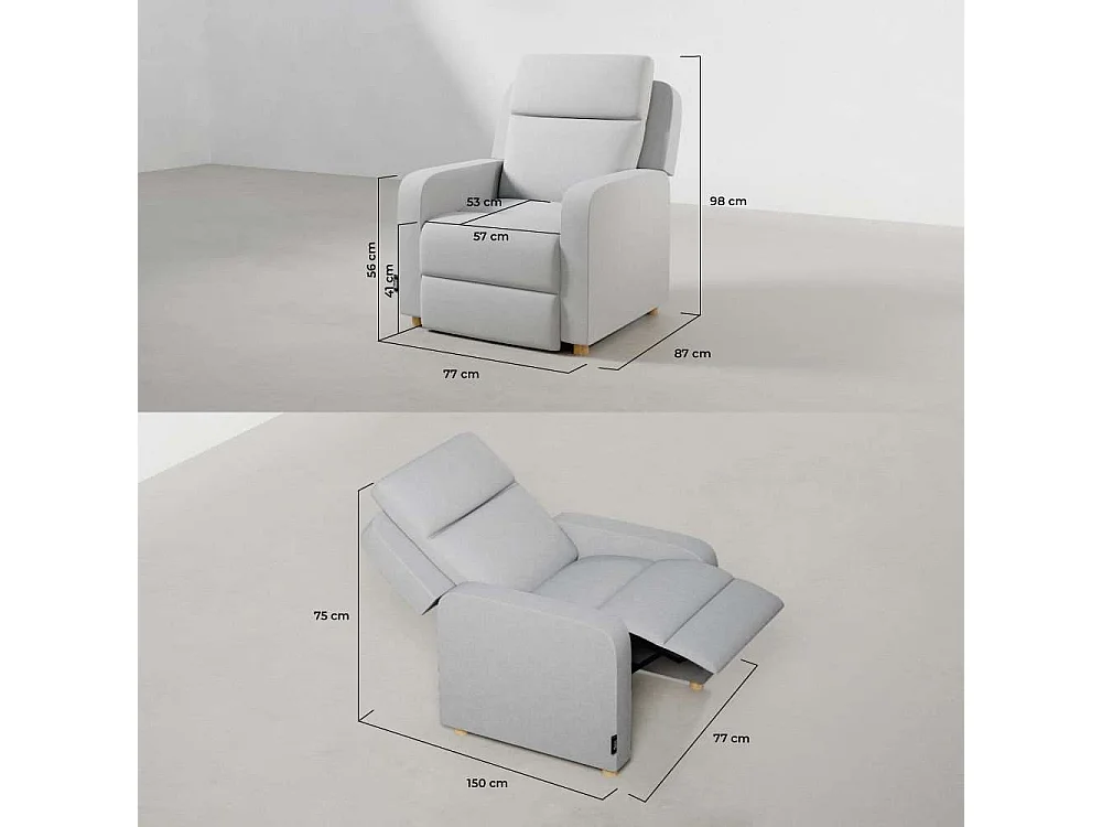 Sillón Relax  One Fabric Gris - Nalui