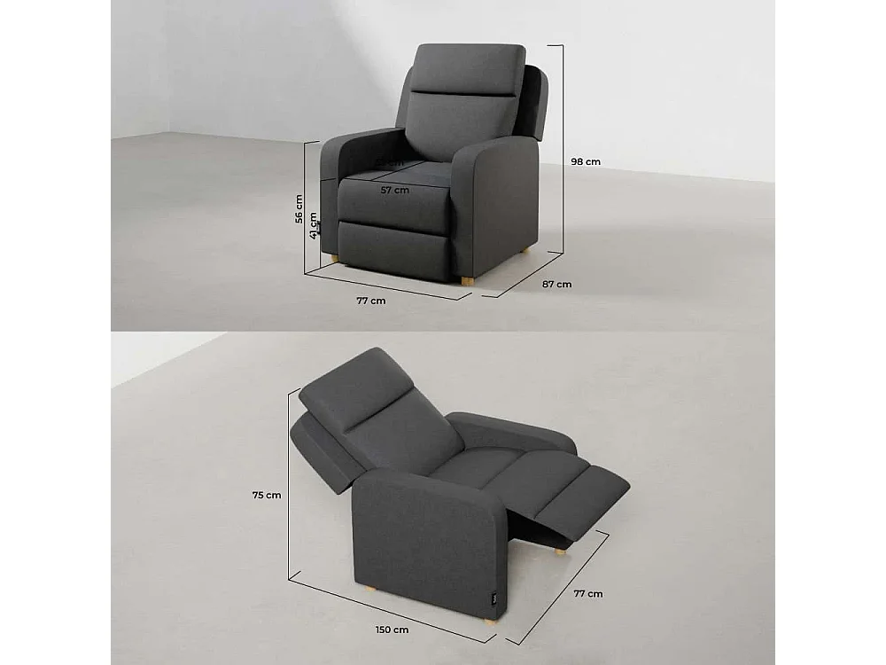 Sillón Relax  One Fabric Gris Antracita - Nalui