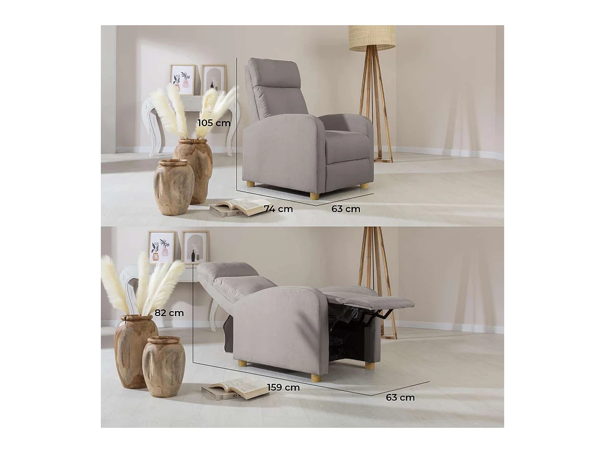 Sillón Relax  Verona Gris Claro - Nalui