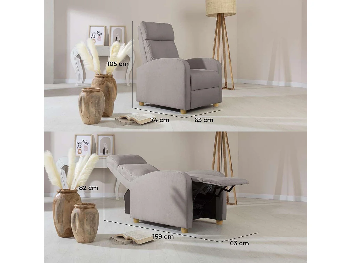 Sillón Relax  Verona Gris Claro - Nalui