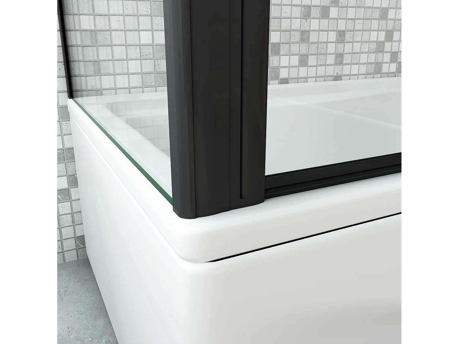 6mm ESG Glas Glaswand Badewannenaufsatz mit Seitenwand schwarz