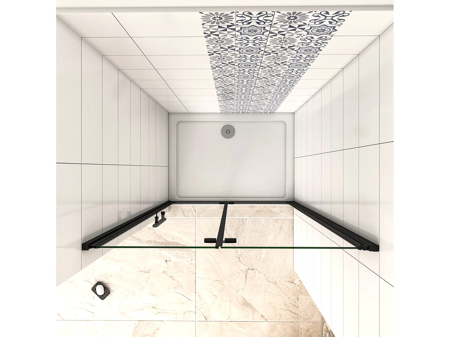 80x190cm Porta Doccia per Nicchia Apertura Battente Pieghevole in Vetro Temperato Trasparente 5 mm Anticalcare Telaio Nero Opaco