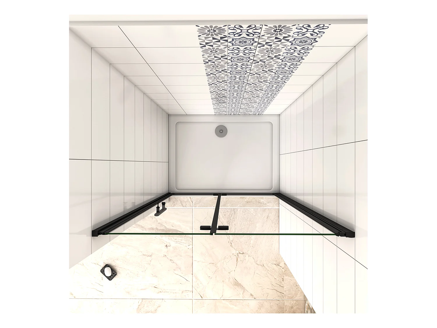 120x190cm Porta Doccia per Nicchia Apertura Battente Pieghevole in Vetro Temperato Trasparente 5 mm Anticalcare Telaio Nero Opaco