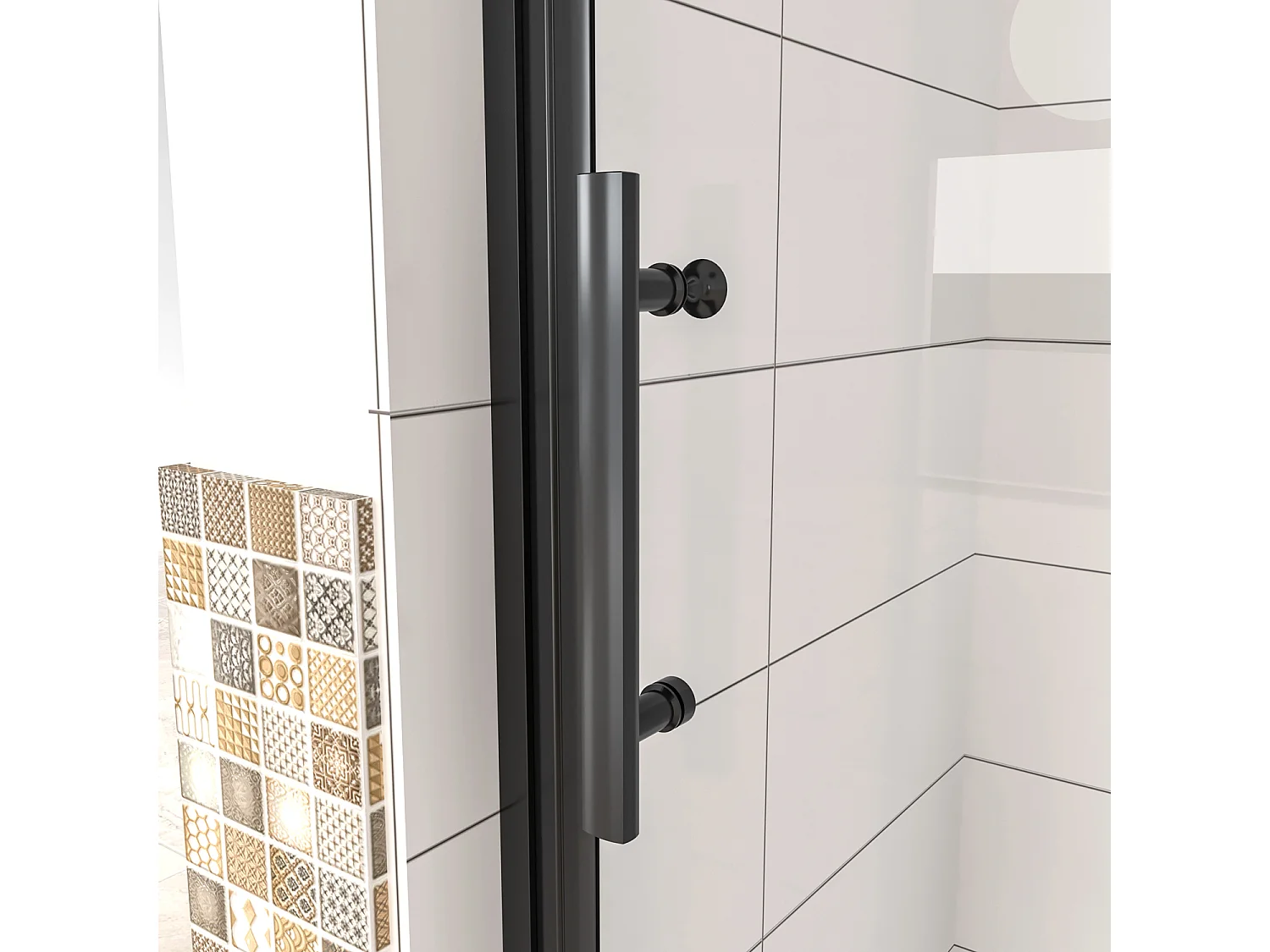 120x190cm Porta Doccia per Nicchia Apertura Battente Pieghevole in Vetro Temperato Trasparente 5 mm Anticalcare Telaio Nero Opaco