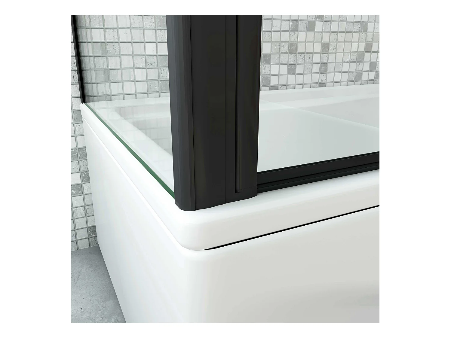 6mm ESG Glas Glaswand Badewannenaufsatz mit Seitenwand schwarz