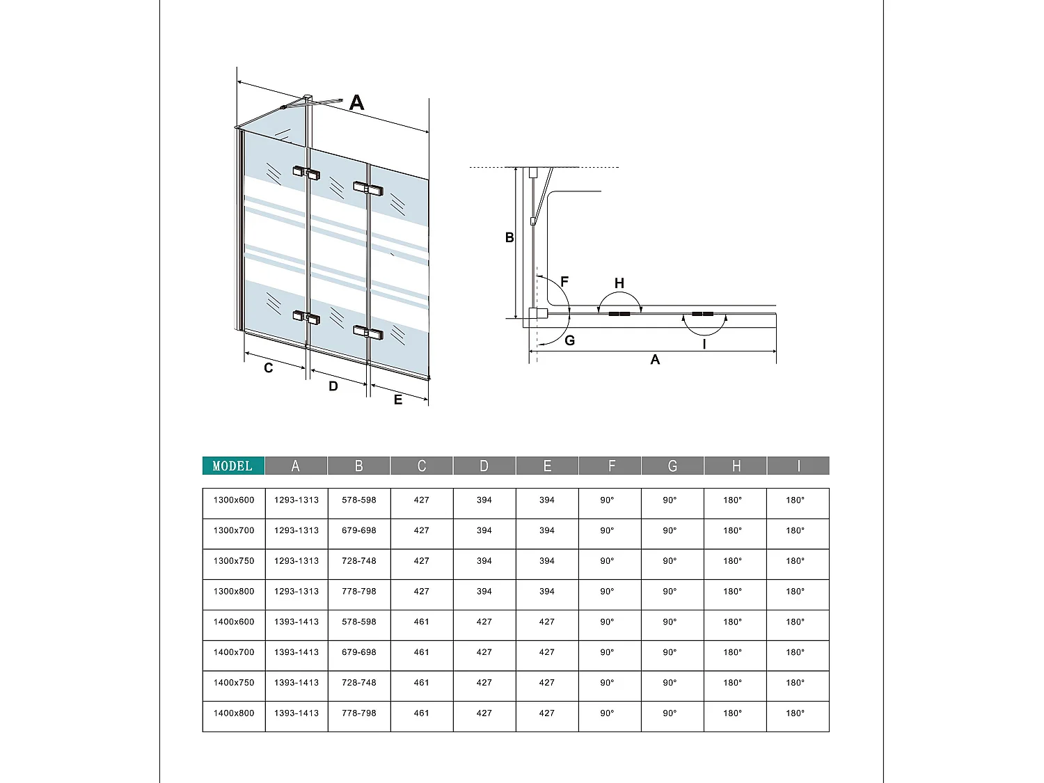 6mm ESG Glas Glaswand Badewannenaufsatz mit Seitenwand schwarz