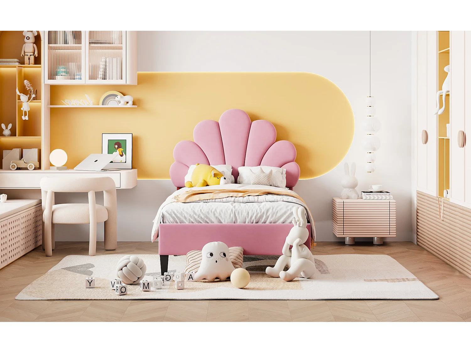 Gestoffeerde bedden 90 x 200 cm, eenpersoonsbedden met hoofdbord en lattenbodem, fluweel, roze