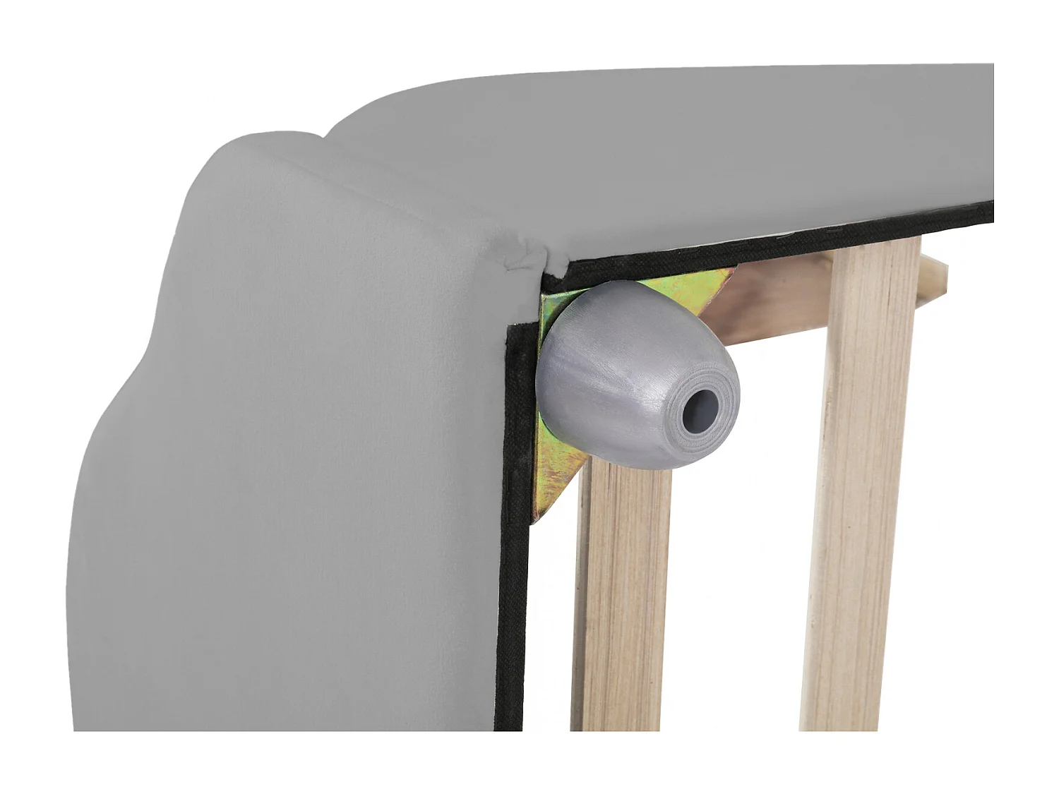 Cama Estofada 90 x 200 cm com Cabeceira Moldada, Cama Infantil com Estrado de Ripas, Cinza