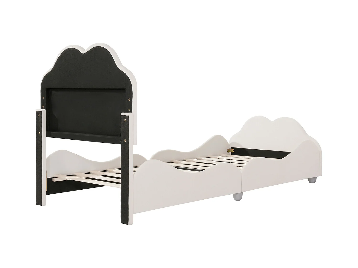 Lit Rembourré 90 x 200 cm avec TêTe De Lit en Forme , Lit Enfant avec Sommier à Lattes, Beige