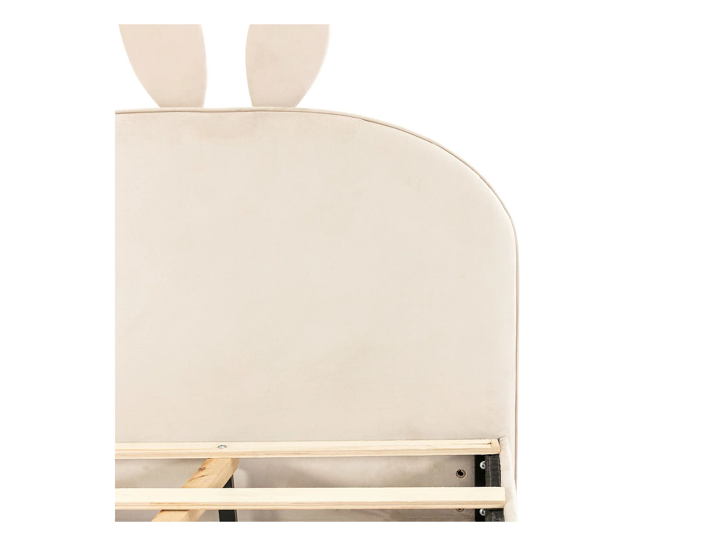 Letto imbottito 90 x 200 cm, con testiera a forma di coniglio, doghe in legno, letto singolo, velluto, beige