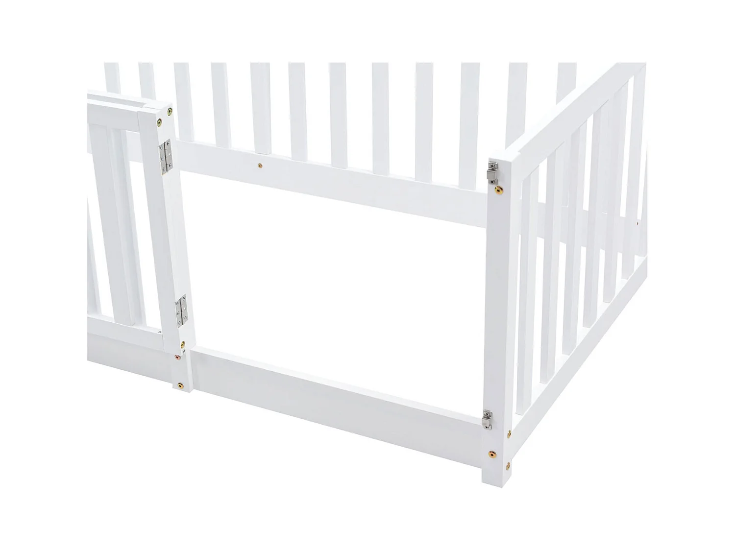 Letto per bambini - 90 x 200 cm - Letto a terra con recinzione e porta - per bambine e bambini - Bianco