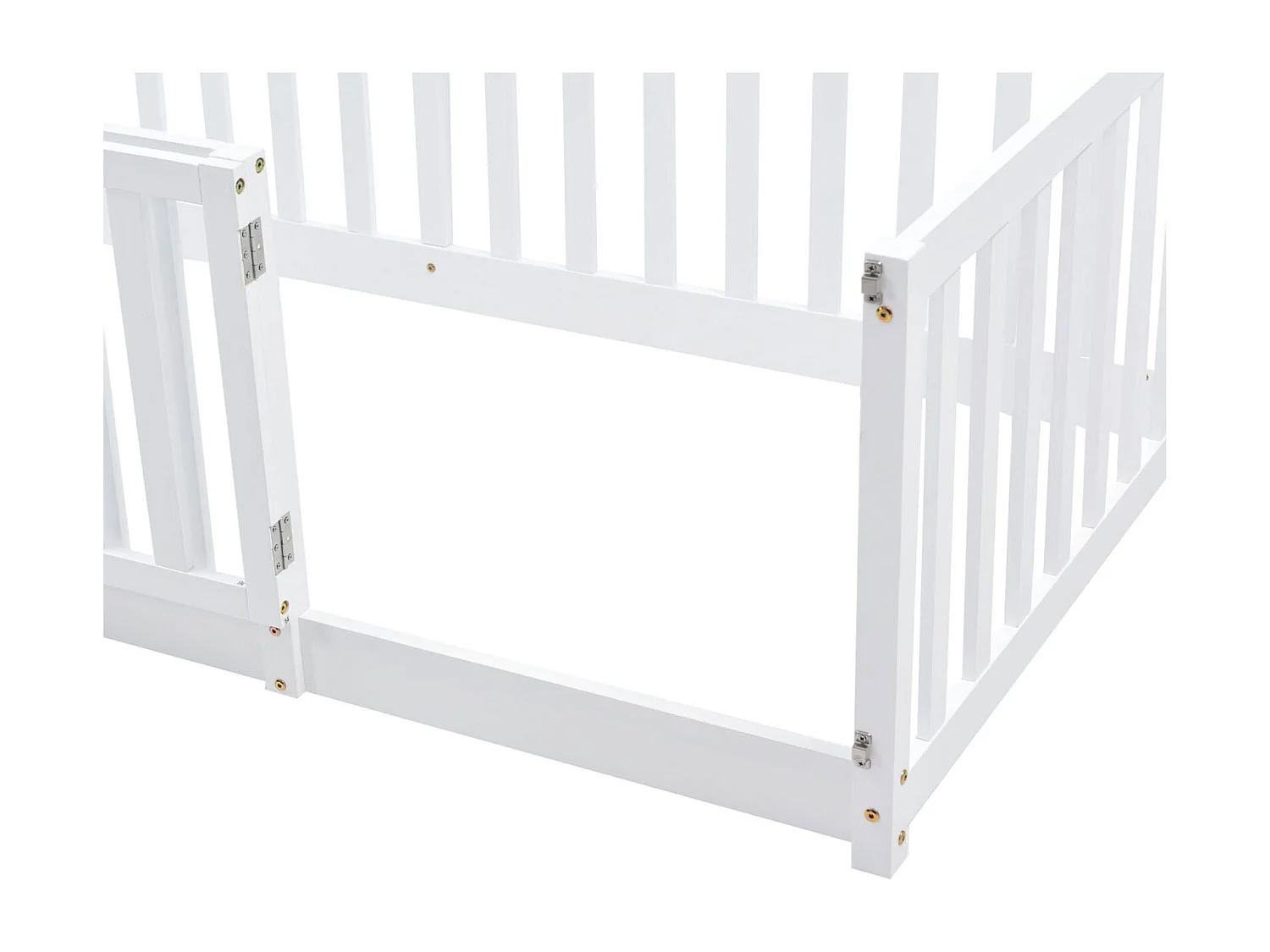 Lit d'enfant - 90 x 200 cm - Lit de Sol avec clôture et Porte - pour Fille et garçon - Blanc