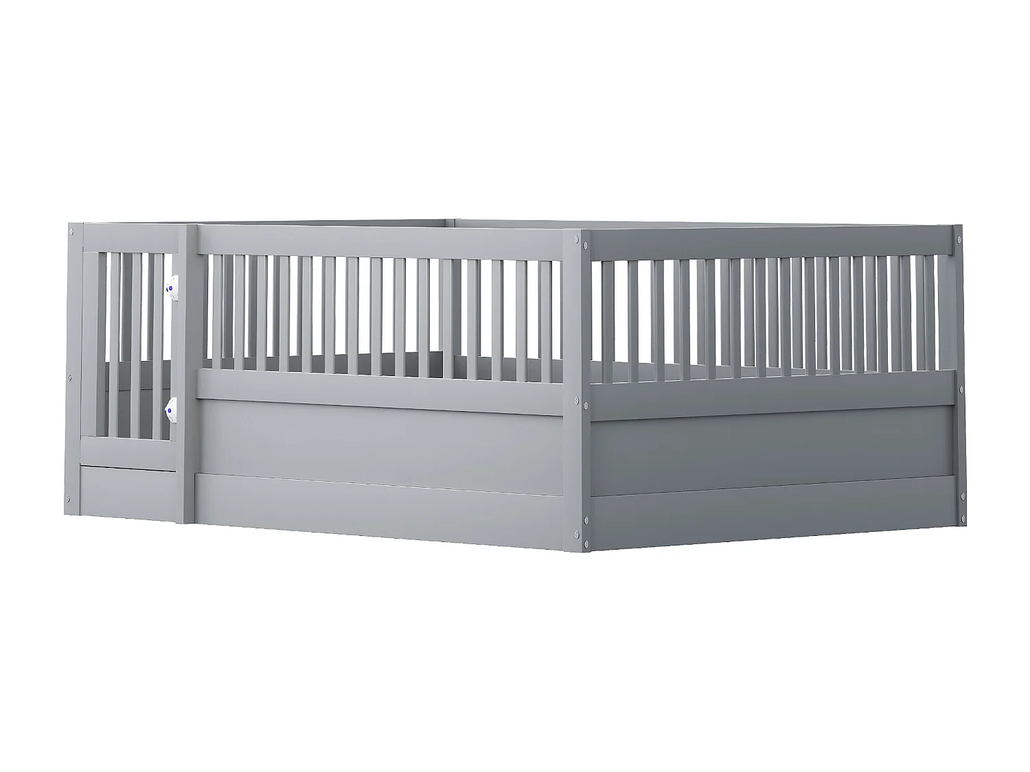 Letto per bambini - 140 x 200 cm - Letto a terra con porta - per bambine e bambini - Grigio
