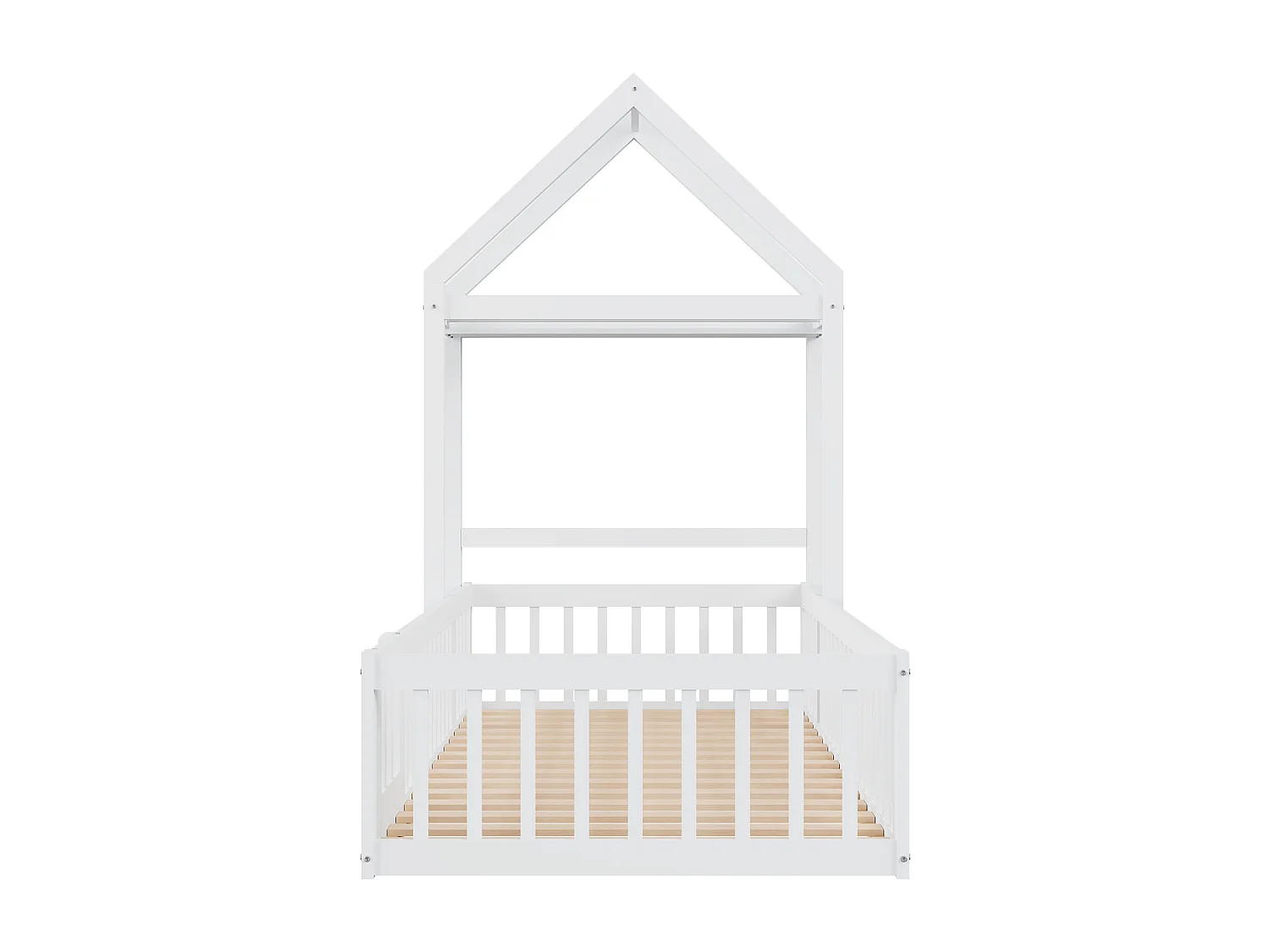 Cama infantil de 90 x 200 cm con espacio de almacenaje, barreras y puertas de seguridad, color blanco