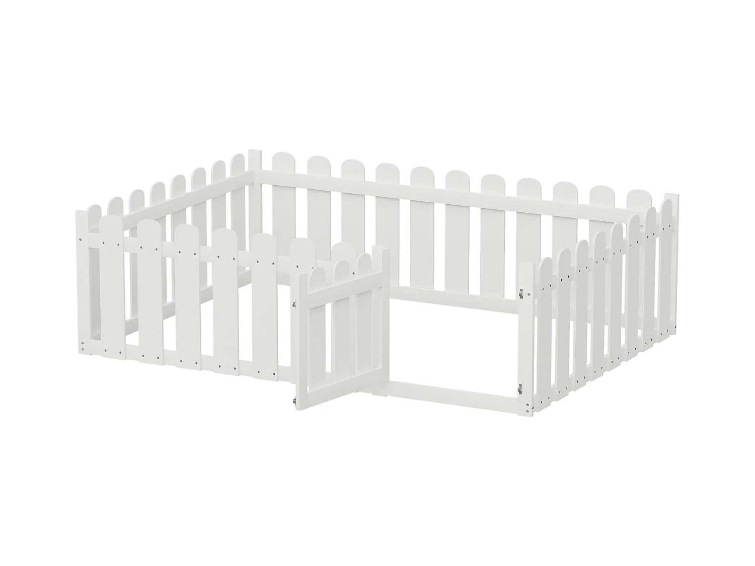 Cama infantil 140 x 200 cm, estrutura de madeira com borda e porta, branca