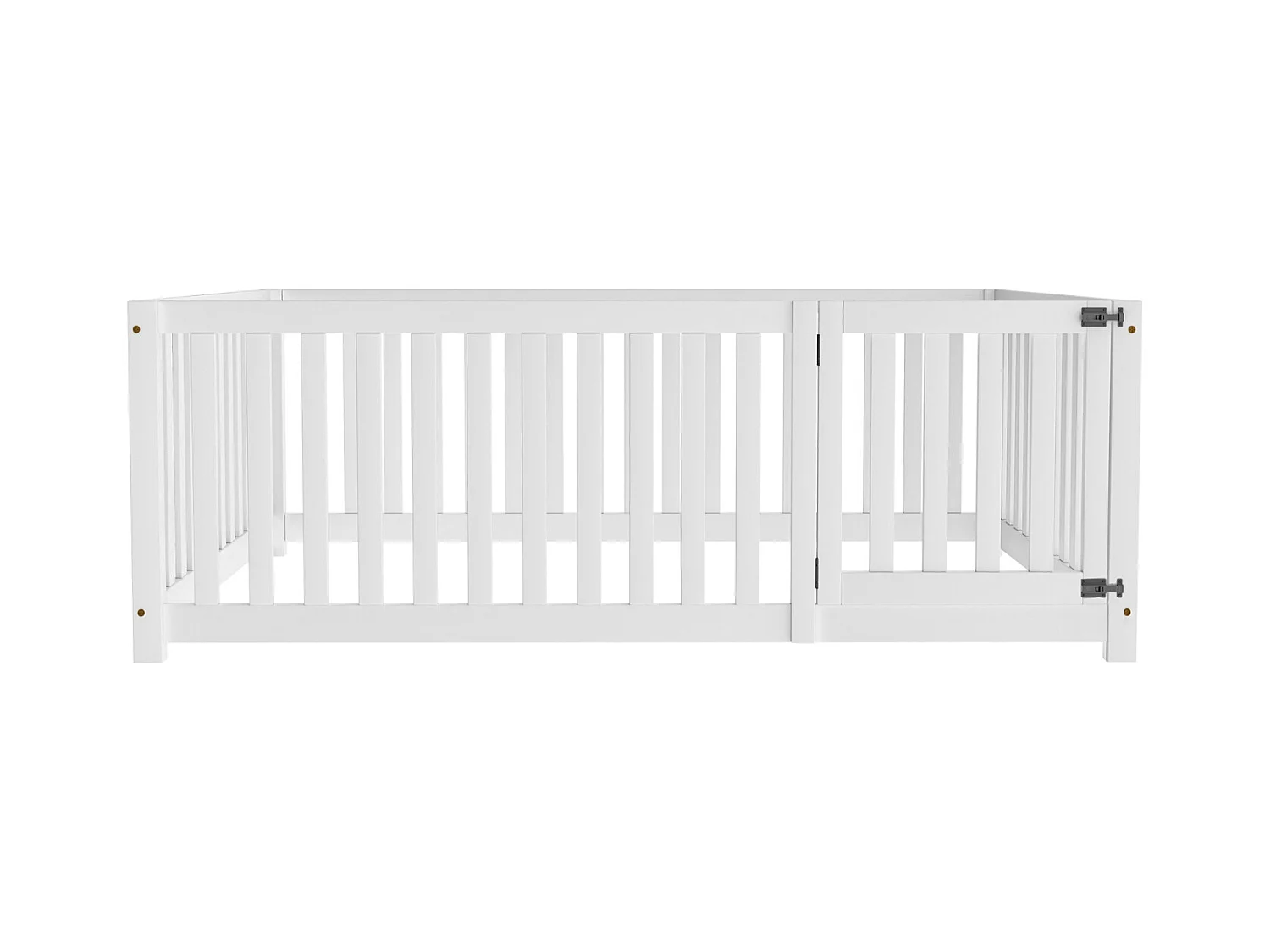 Cama Infantil - 140 x 200 cm - Cama de Chão com Cerca e Porta - para Meninas e Meninos - Branca