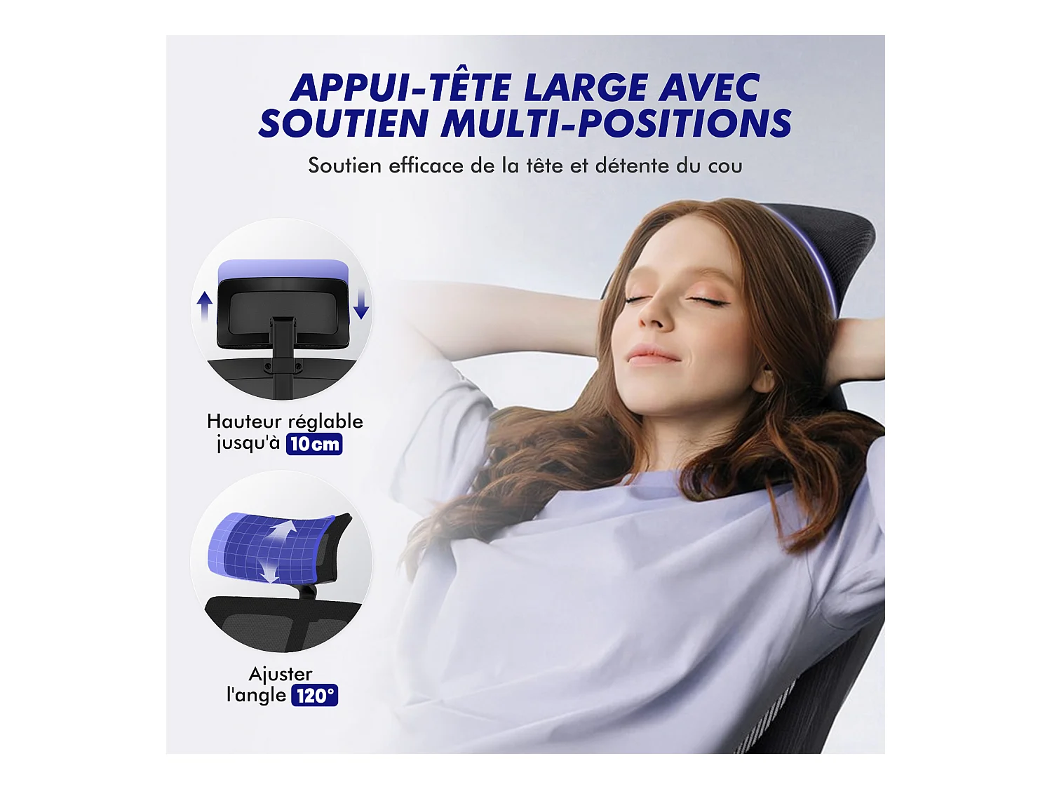 Hiazurm chaise de bureau ergonomique avec appuie-tête et accoudoirs réglables en hauteur – fauteuil de bureau confortable pour le travail à domicile