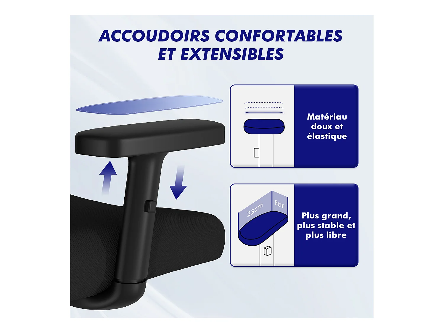 Hiazurm chaise de bureau ergonomique avec appuie-tête et accoudoirs réglables en hauteur – fauteuil de bureau confortable pour le travail à domicile