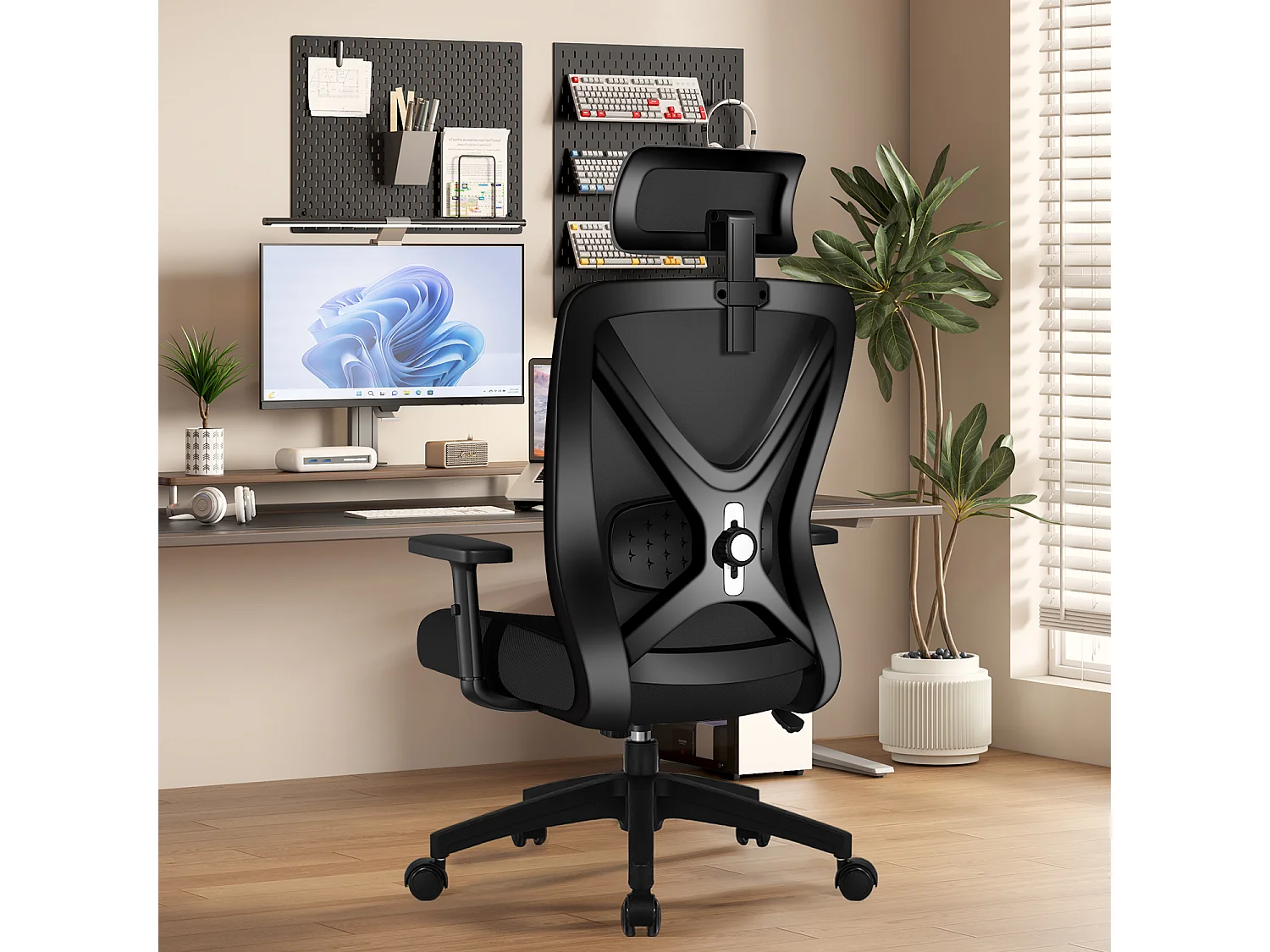 Hiazurm chaise de bureau ergonomique avec appuie-tête et accoudoirs réglables en hauteur – fauteuil de bureau confortable pour le travail à domicile
