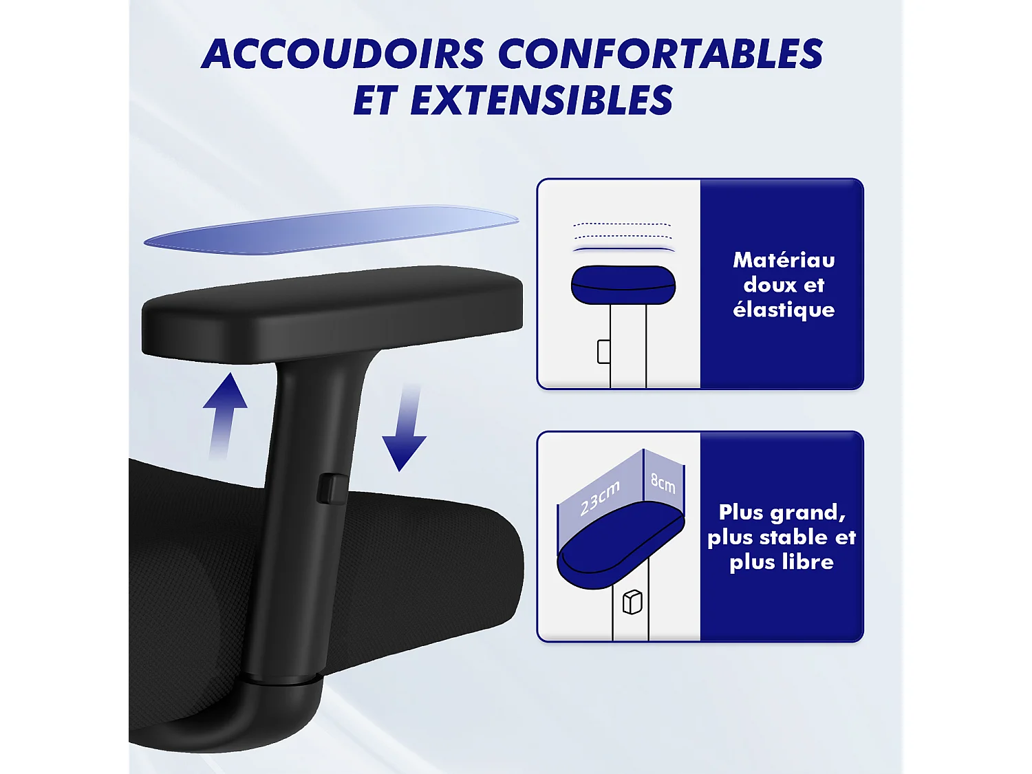 Hiazurm chaise de bureau ergonomique avec appuie-tête et accoudoirs réglables en hauteur – fauteuil de bureau confortable pour le travail à domicile