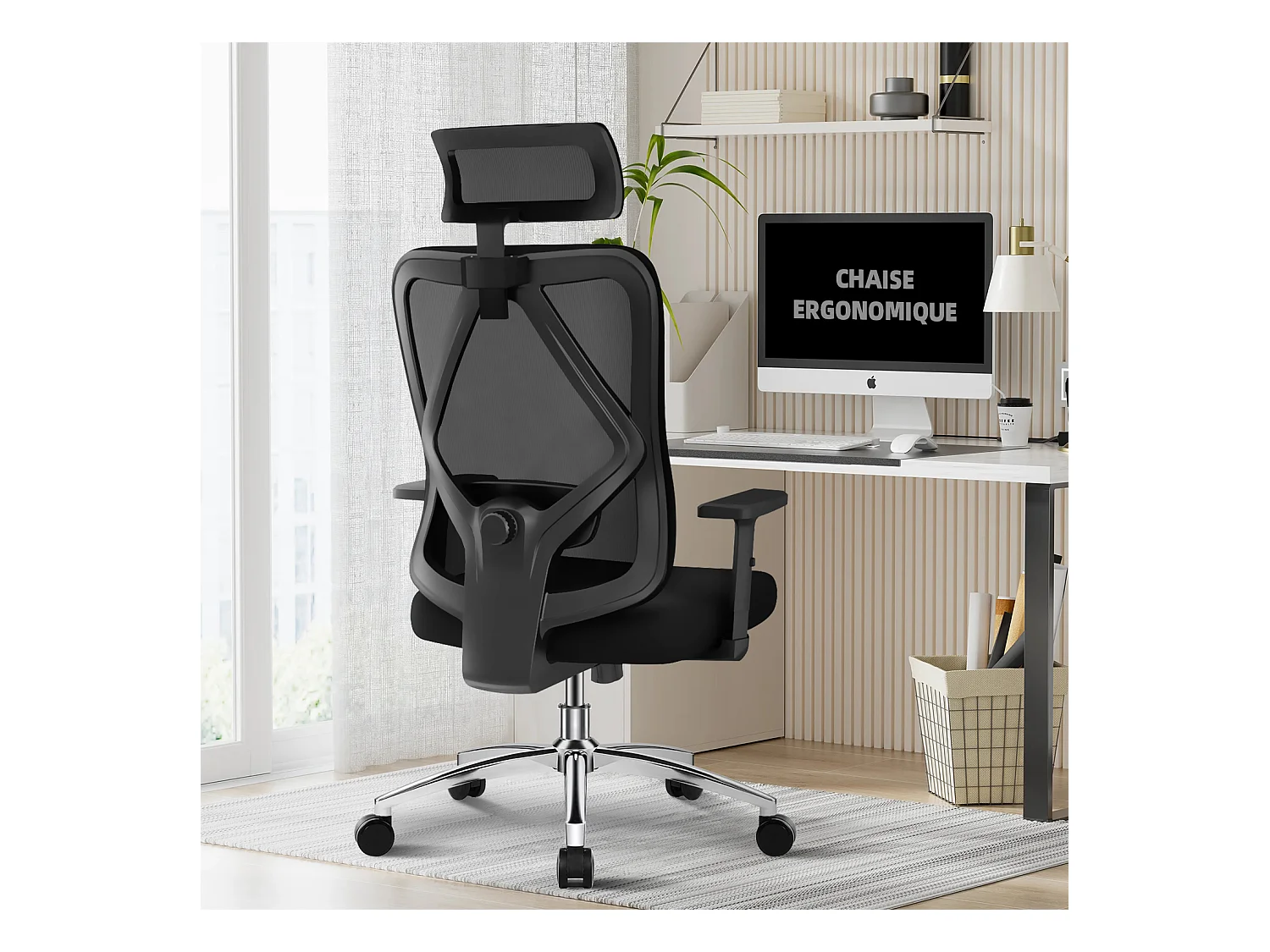 Hiazurm chaise de bureau ergonomique avec appuie-tête et accoudoirs réglables en hauteur – fauteuil de bureau confortable pour le travail à domicile