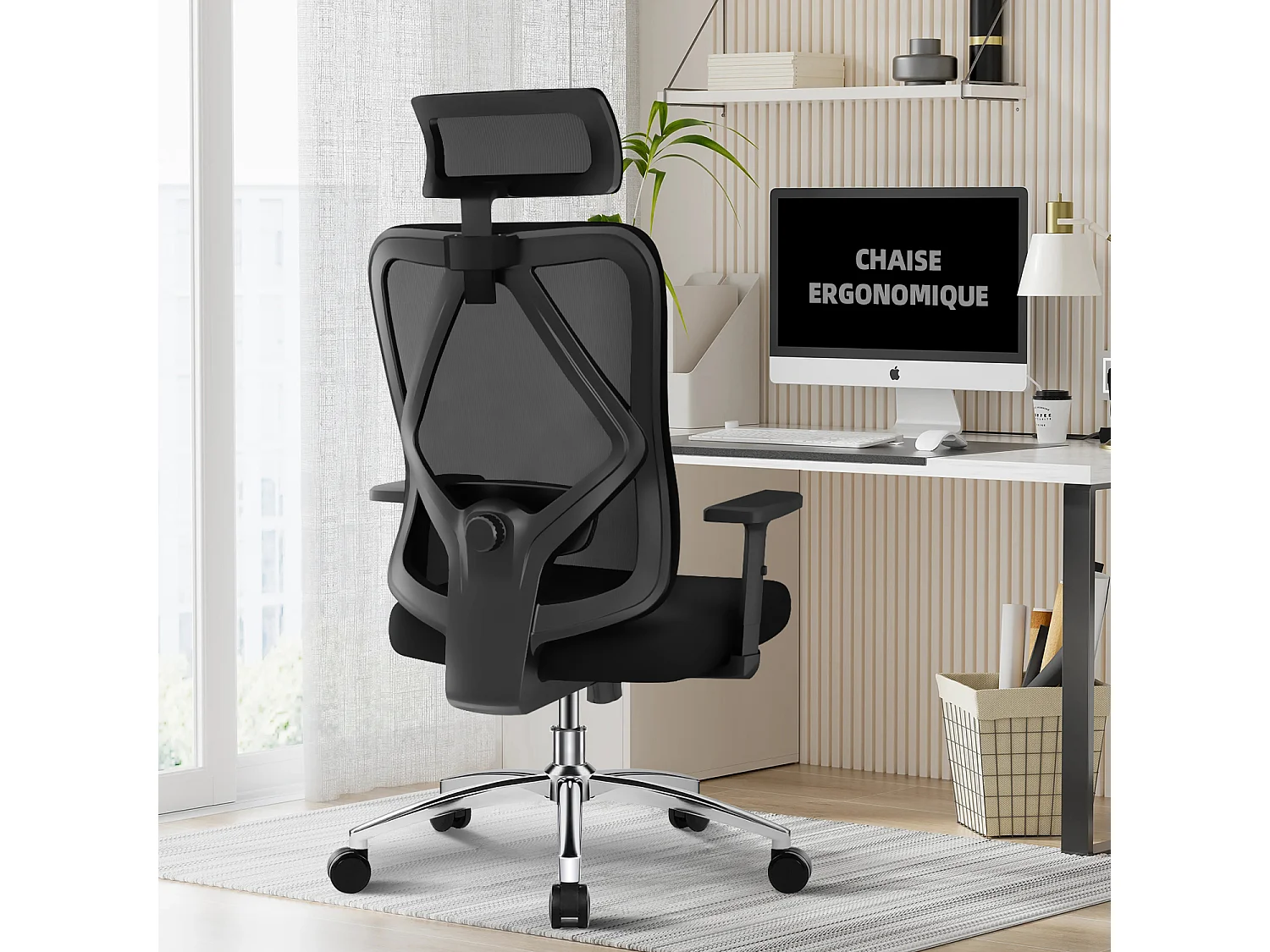 Hiazurm chaise de bureau ergonomique avec appuie-tête et accoudoirs réglables en hauteur – fauteuil de bureau confortable pour le travail à domicile