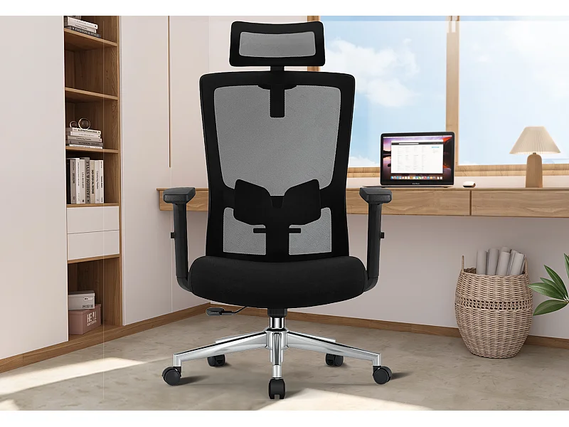 Hiazurm chaise de bureau ergonomique avec appuie-tête et accoudoirs réglables en hauteur – fauteuil de bureau confortable pour le travail à domicile