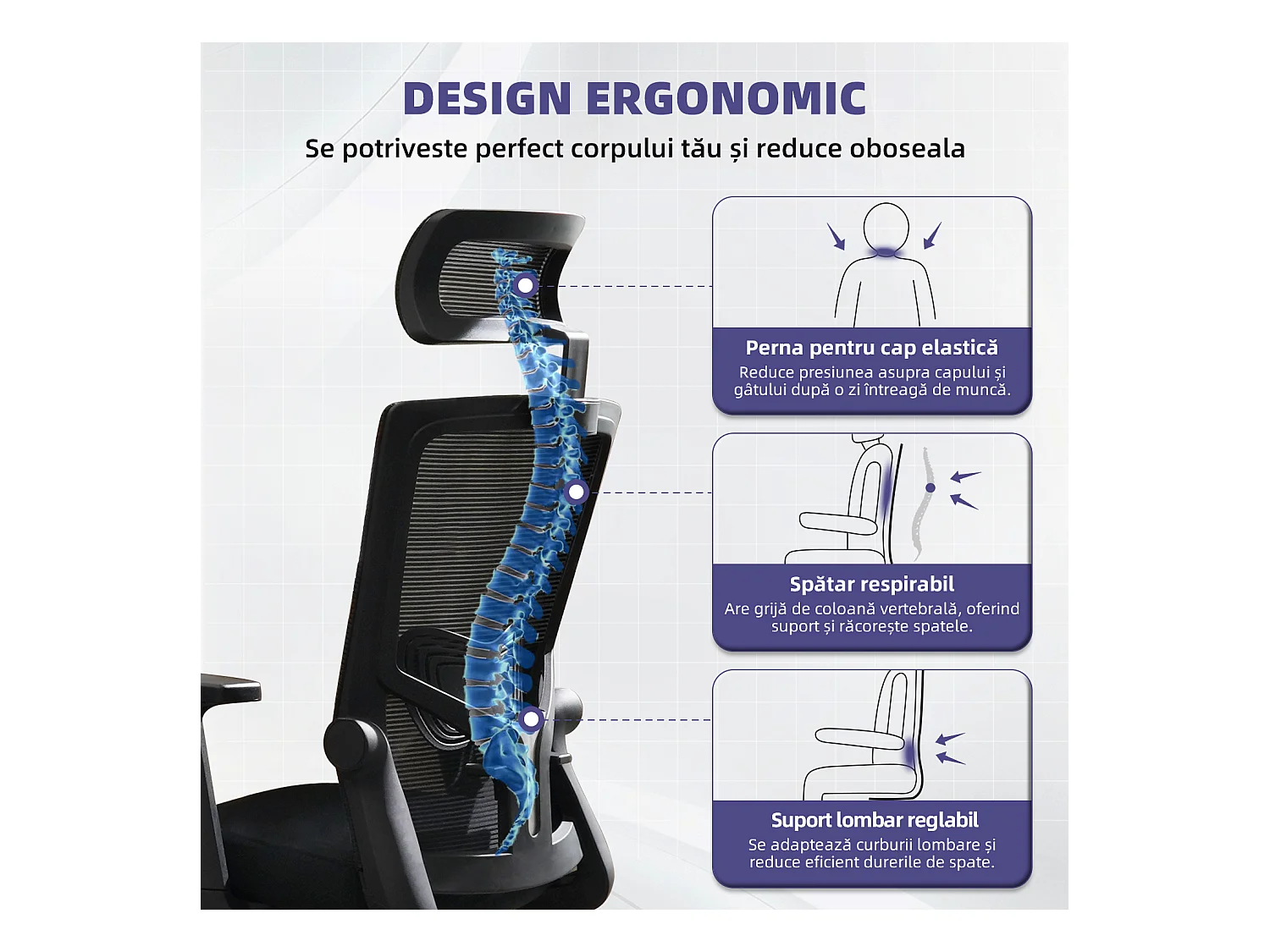 Hiazurm chaise de bureau ergonomique avec appuie-tête et accoudoirs réglables en hauteur – fauteuil de bureau confortable pour le travail à domicile